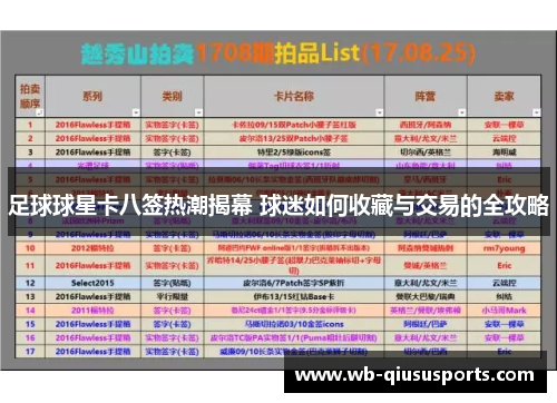 足球球星卡八签热潮揭幕 球迷如何收藏与交易的全攻略